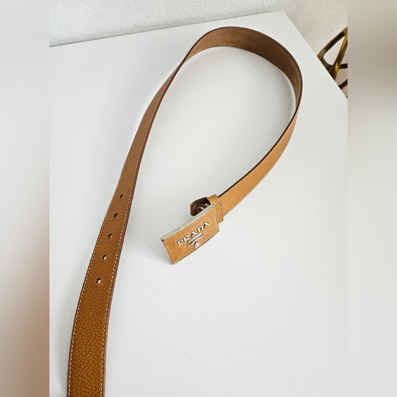 Prada Logo Solid Leather Belt 85/34 - Picture 5 of 9